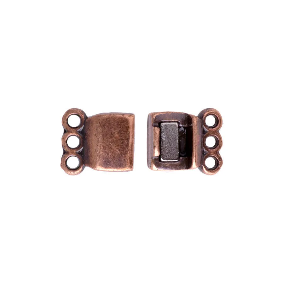 13.5mm Magnetic Clasp in Antique Copper with 3 Loops