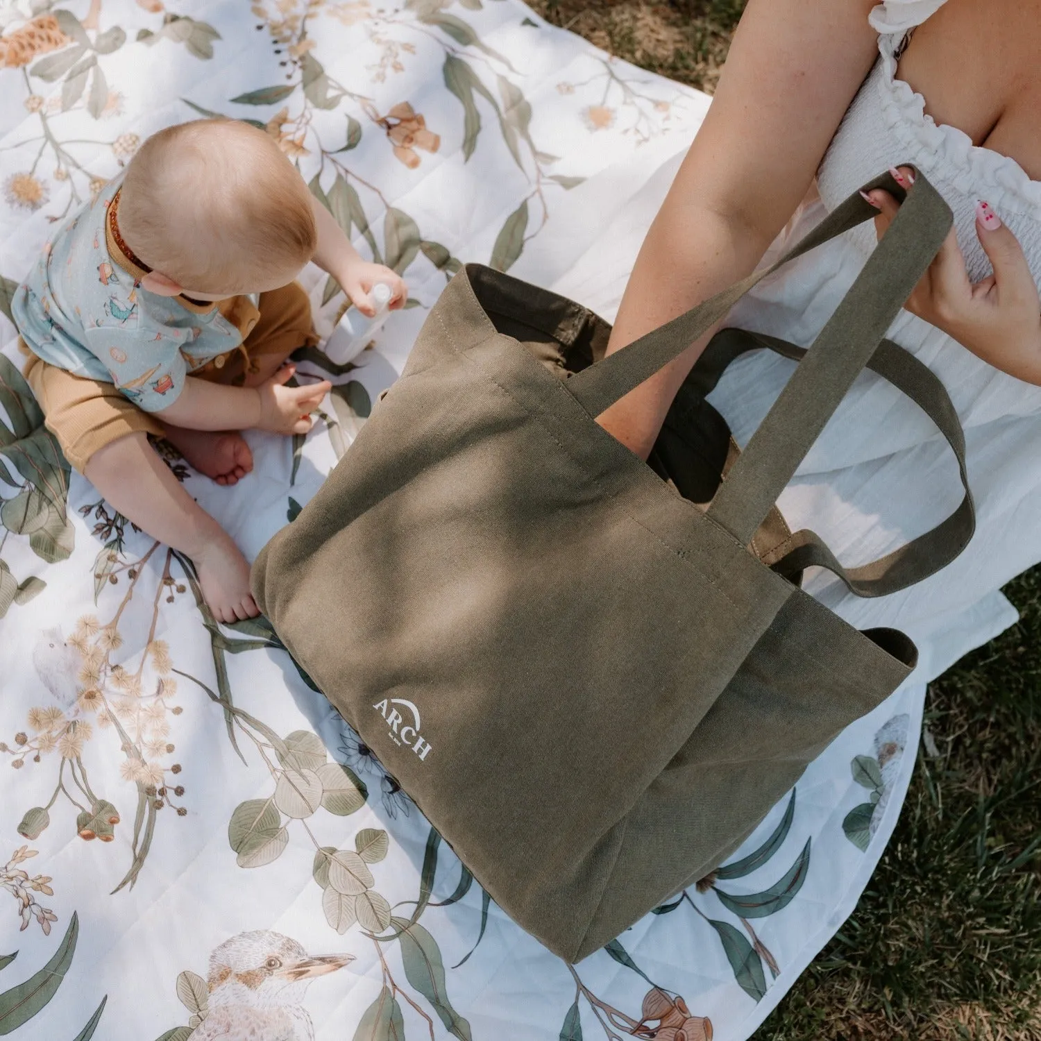 ARCH Pocket Tote Bag - Moss