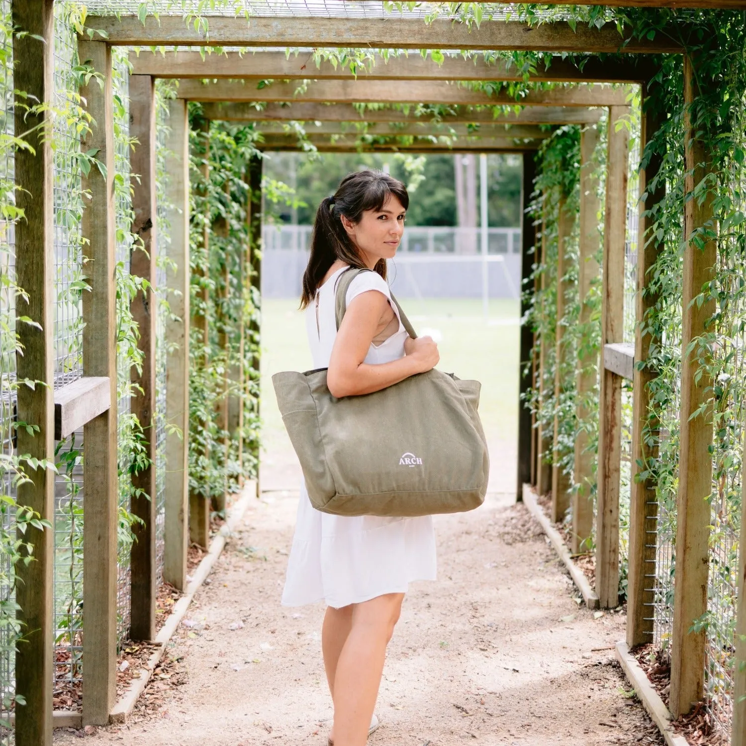 ARCH Pocket Tote Bag - Moss