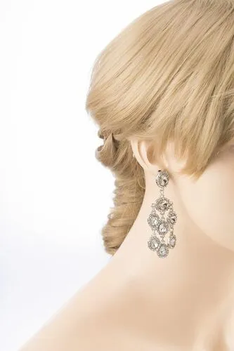 Beautiful Dazzling Bridal Wedding Jewelry Crystal Rhinestone Dangle Drop Earrings