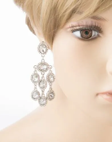 Beautiful Dazzling Bridal Wedding Jewelry Crystal Rhinestone Dangle Drop Earrings