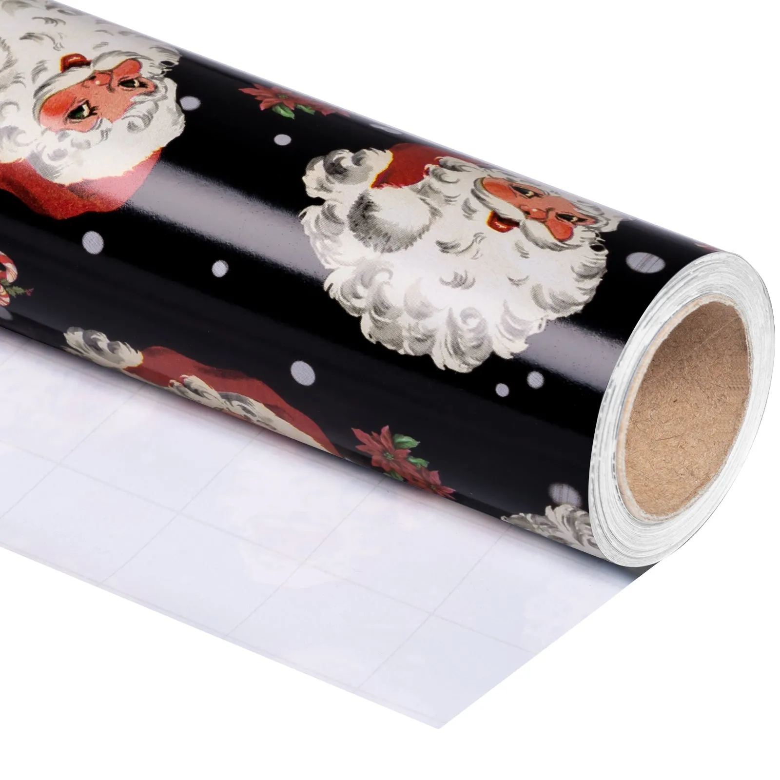 Black Christmas Santa Wrapping Paper Roll