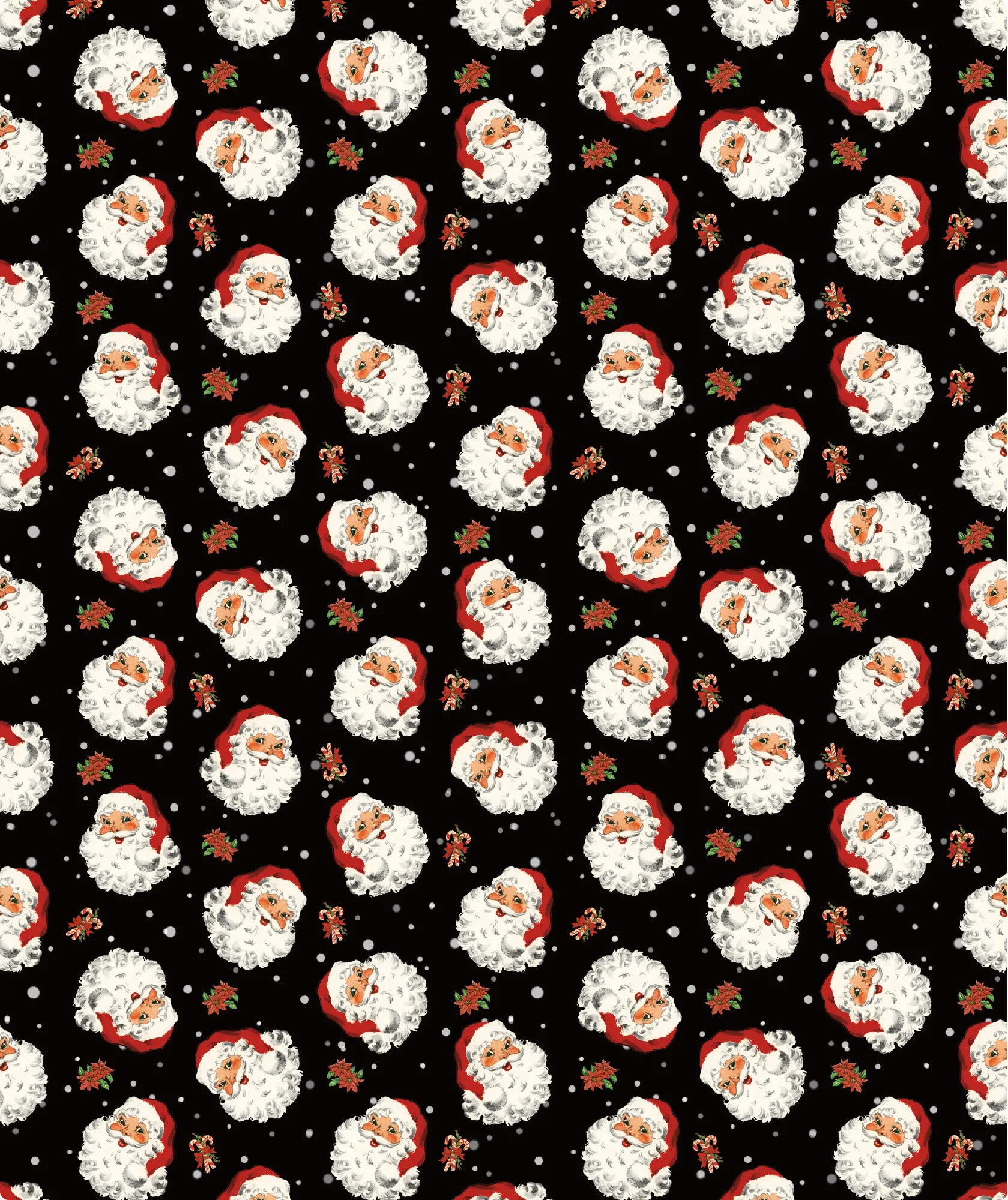 Black Christmas Santa Wrapping Paper Roll