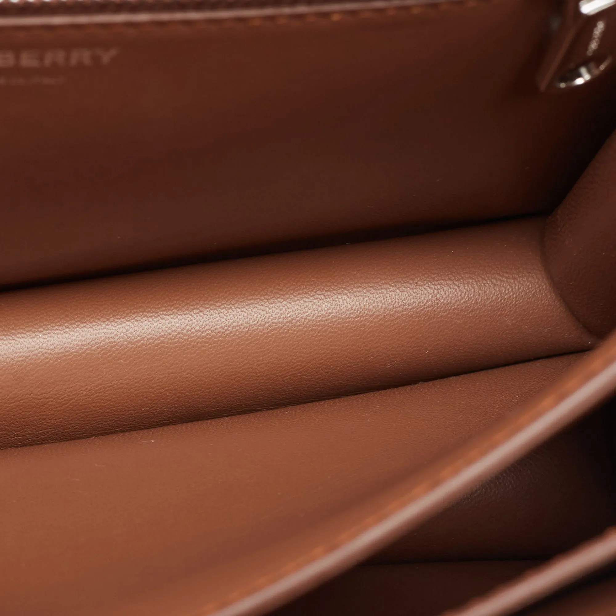 BURBERRY Brown Leather Small TB Shoulder Bag