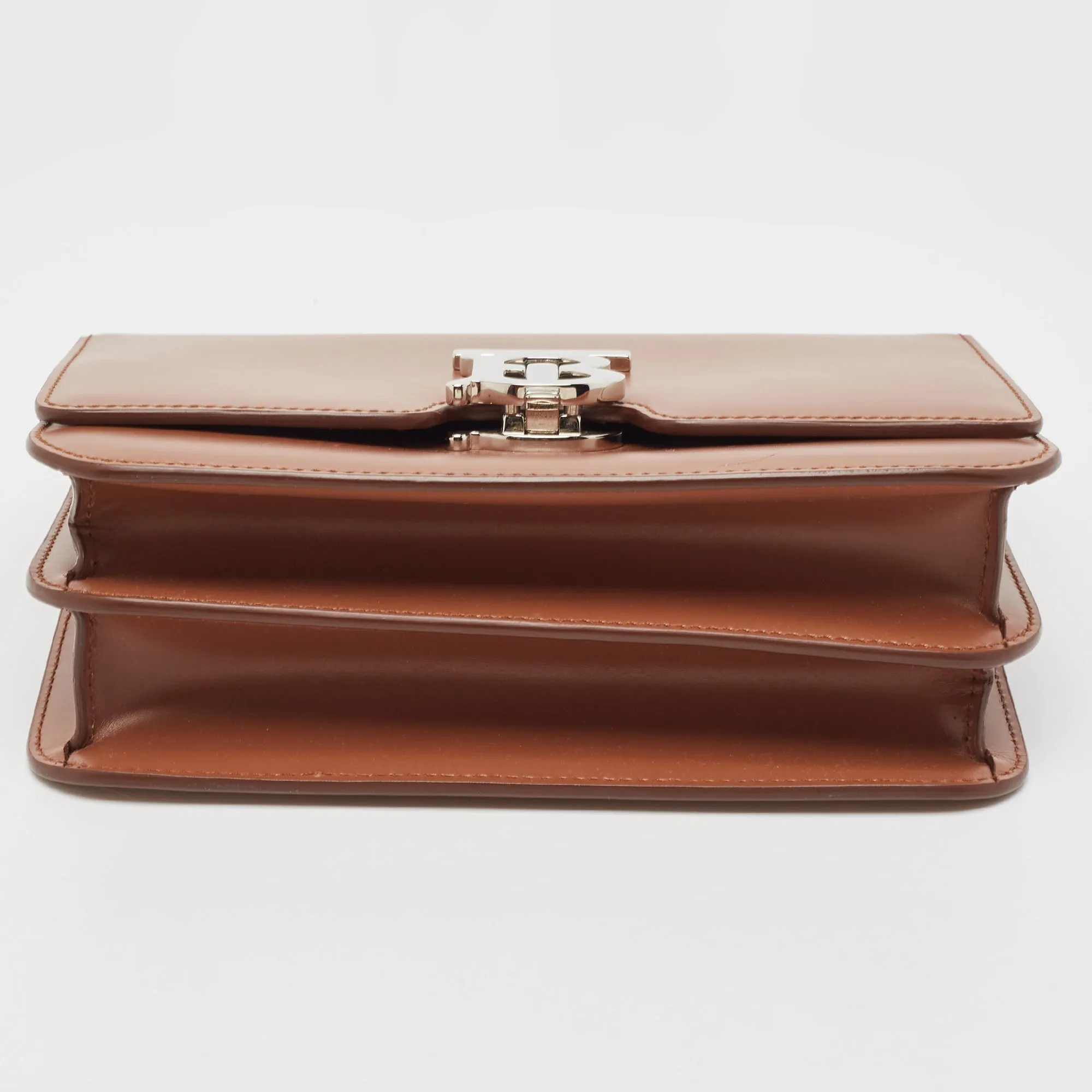 BURBERRY Brown Leather Small TB Shoulder Bag