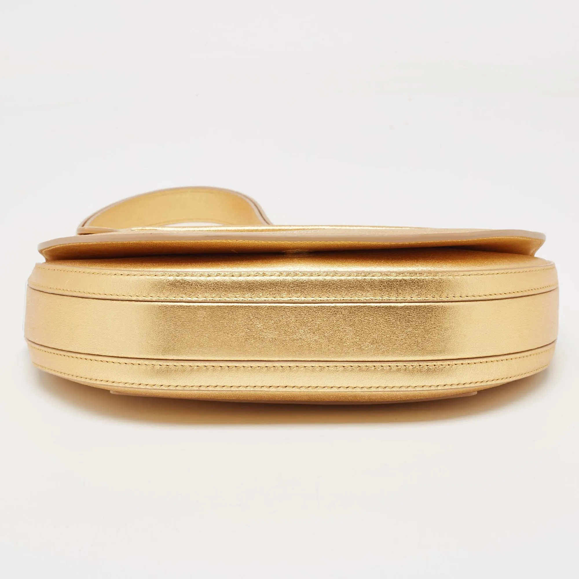 BURBERRY Gold Leather Small Olympia Shoulder Bag