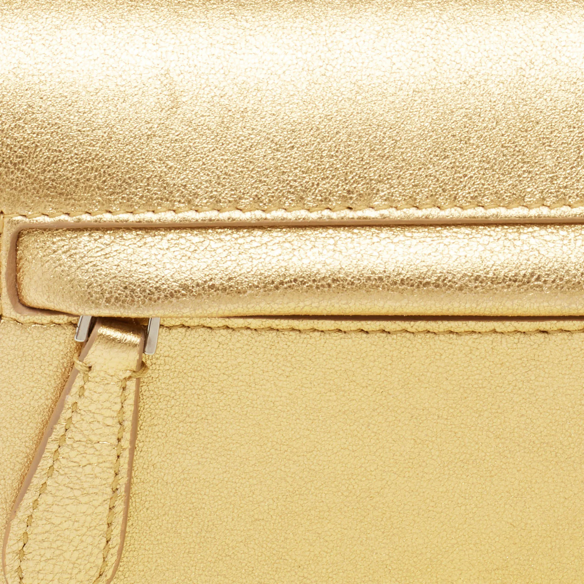 BURBERRY Gold Leather Small Olympia Shoulder Bag
