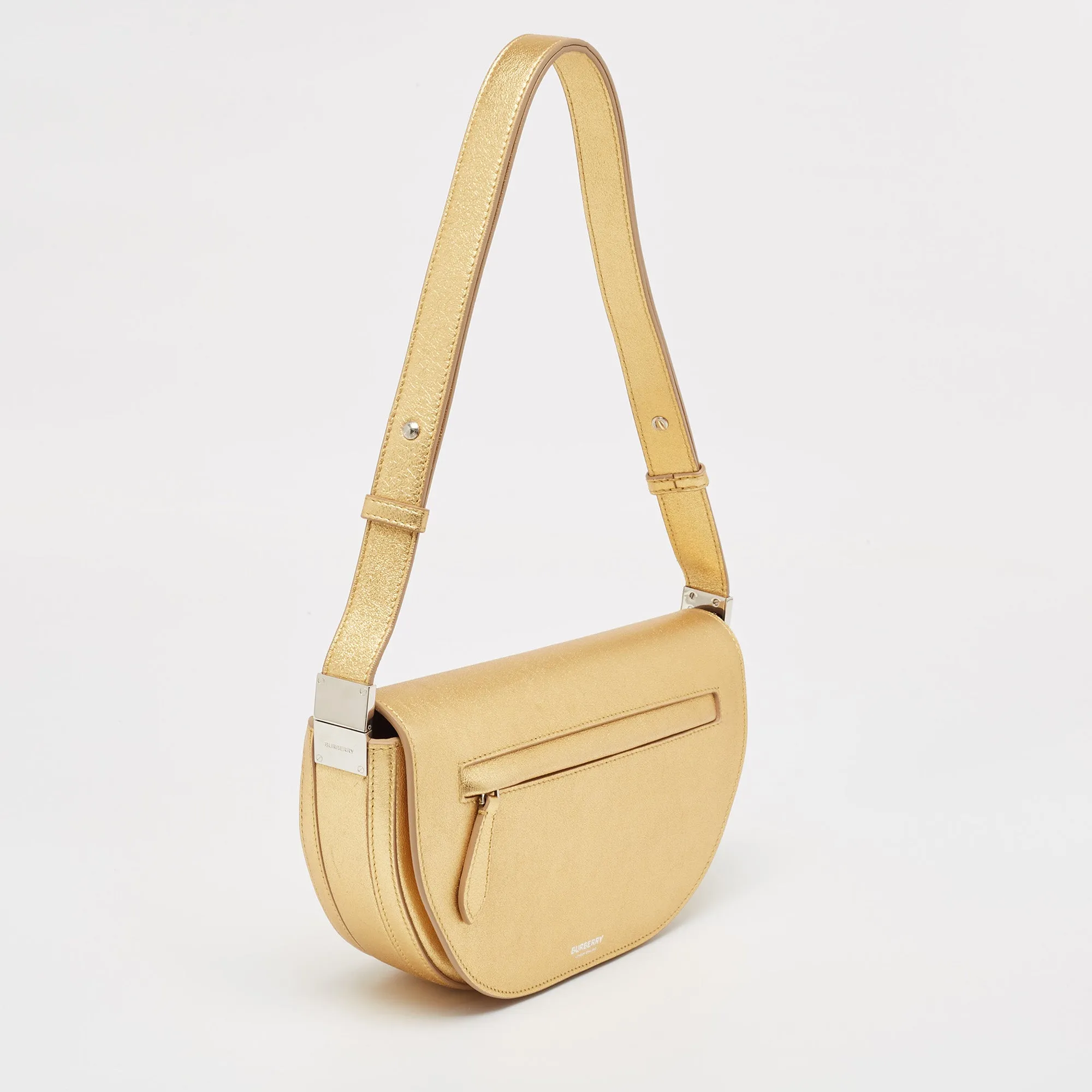 BURBERRY Gold Leather Small Olympia Shoulder Bag