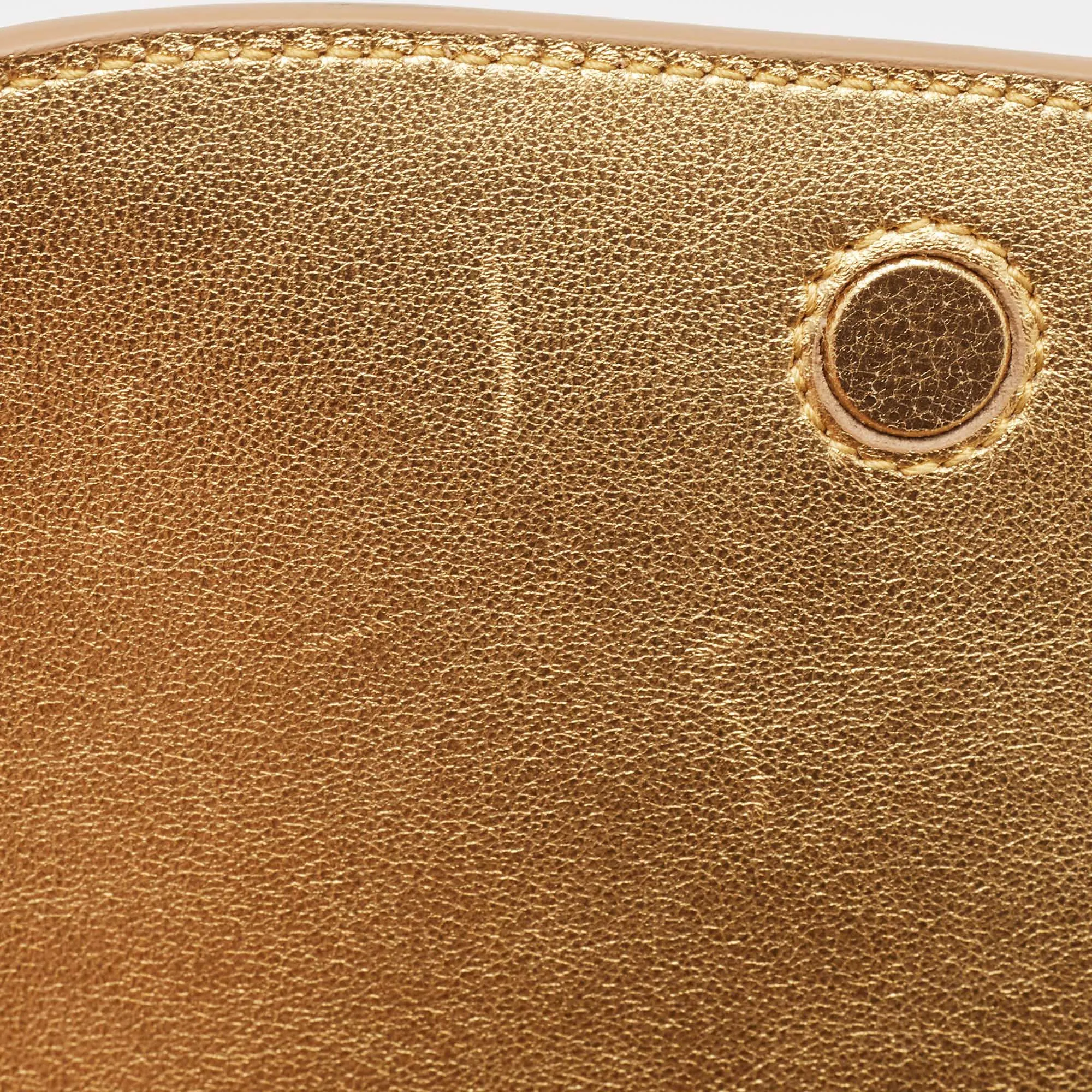 BURBERRY Gold Leather Small Olympia Shoulder Bag