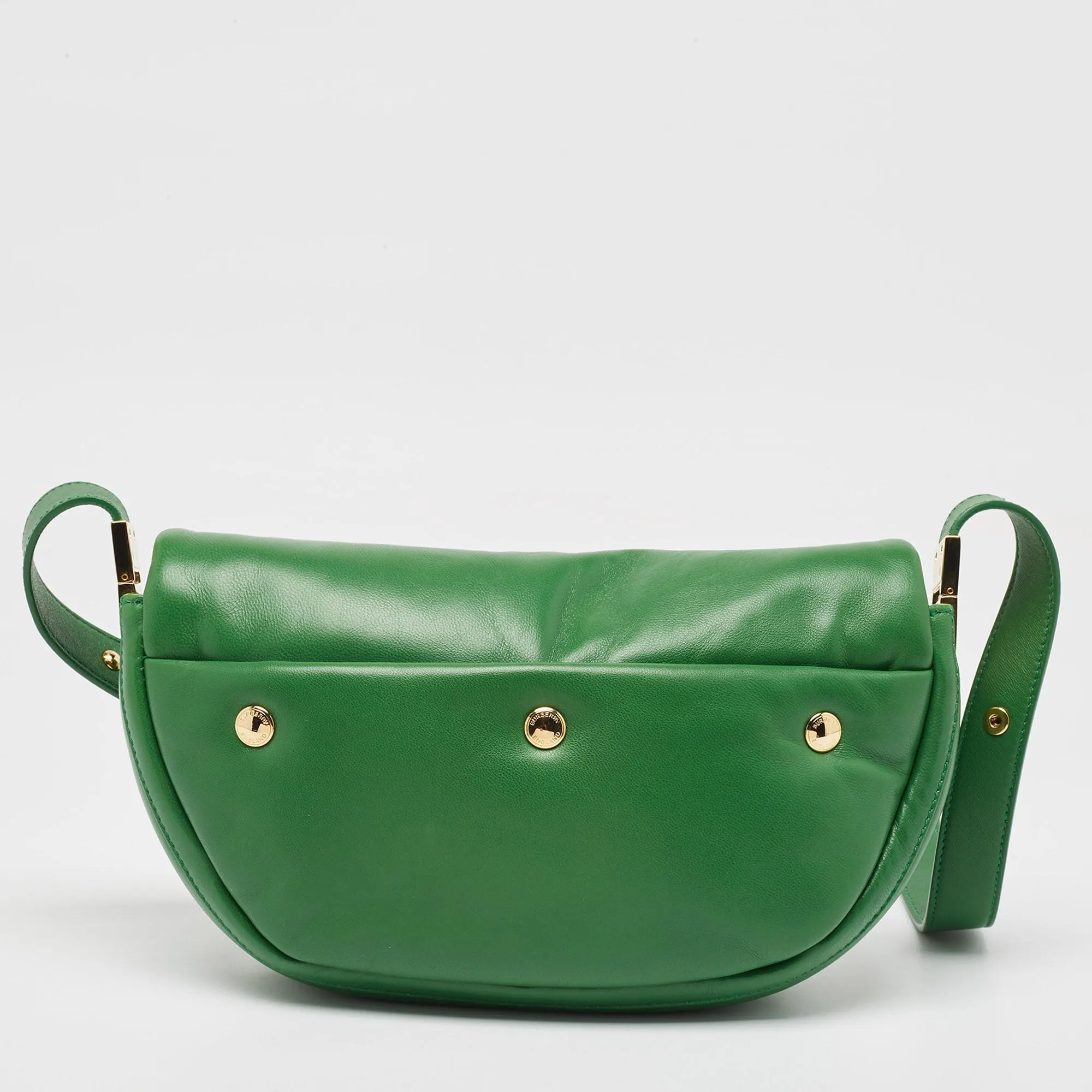 BURBERRY Green Leather Small Olympia Shoulder Bag