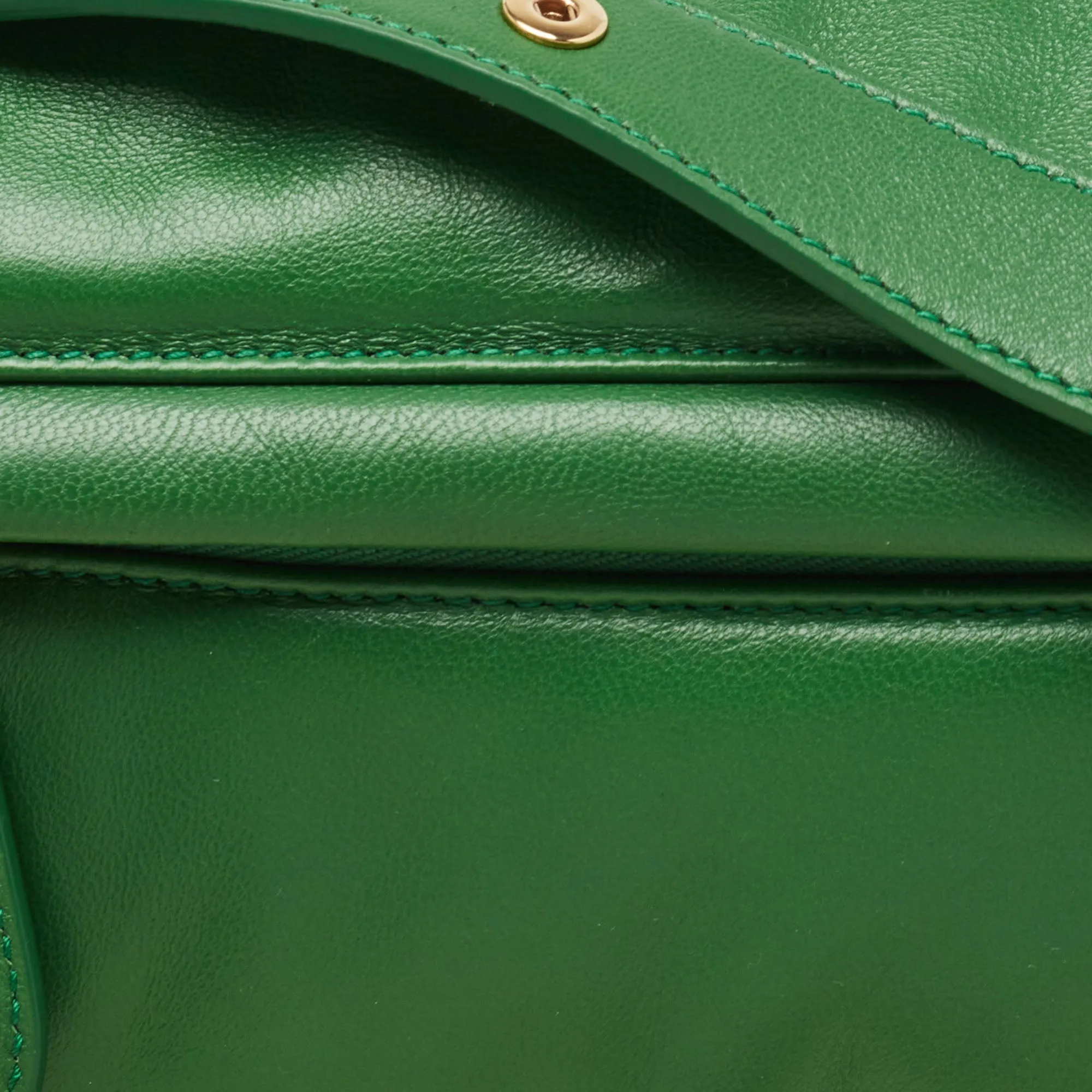 BURBERRY Green Leather Small Olympia Shoulder Bag
