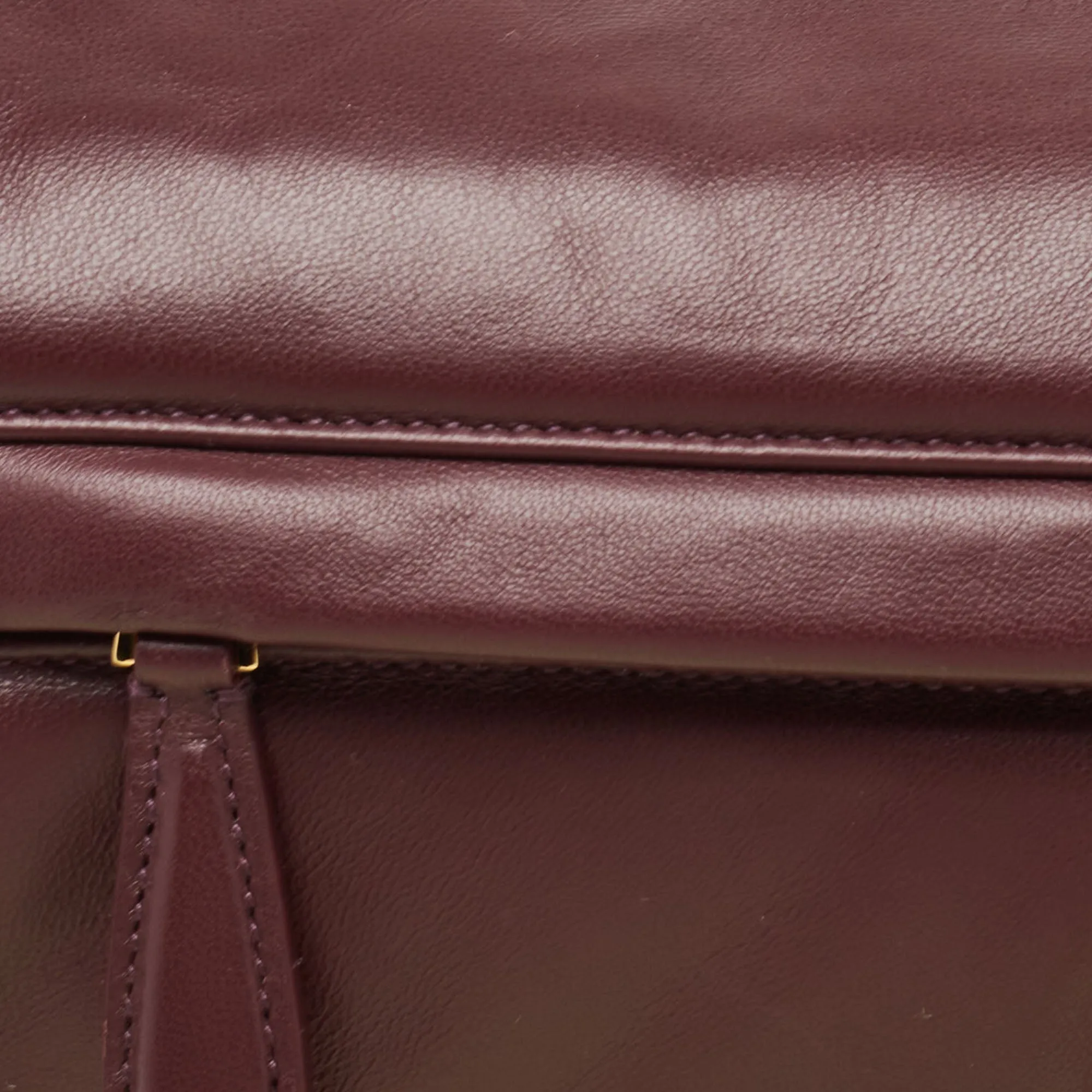 BURBERRY Maroon Leather Small Olympia Shoulder Bag