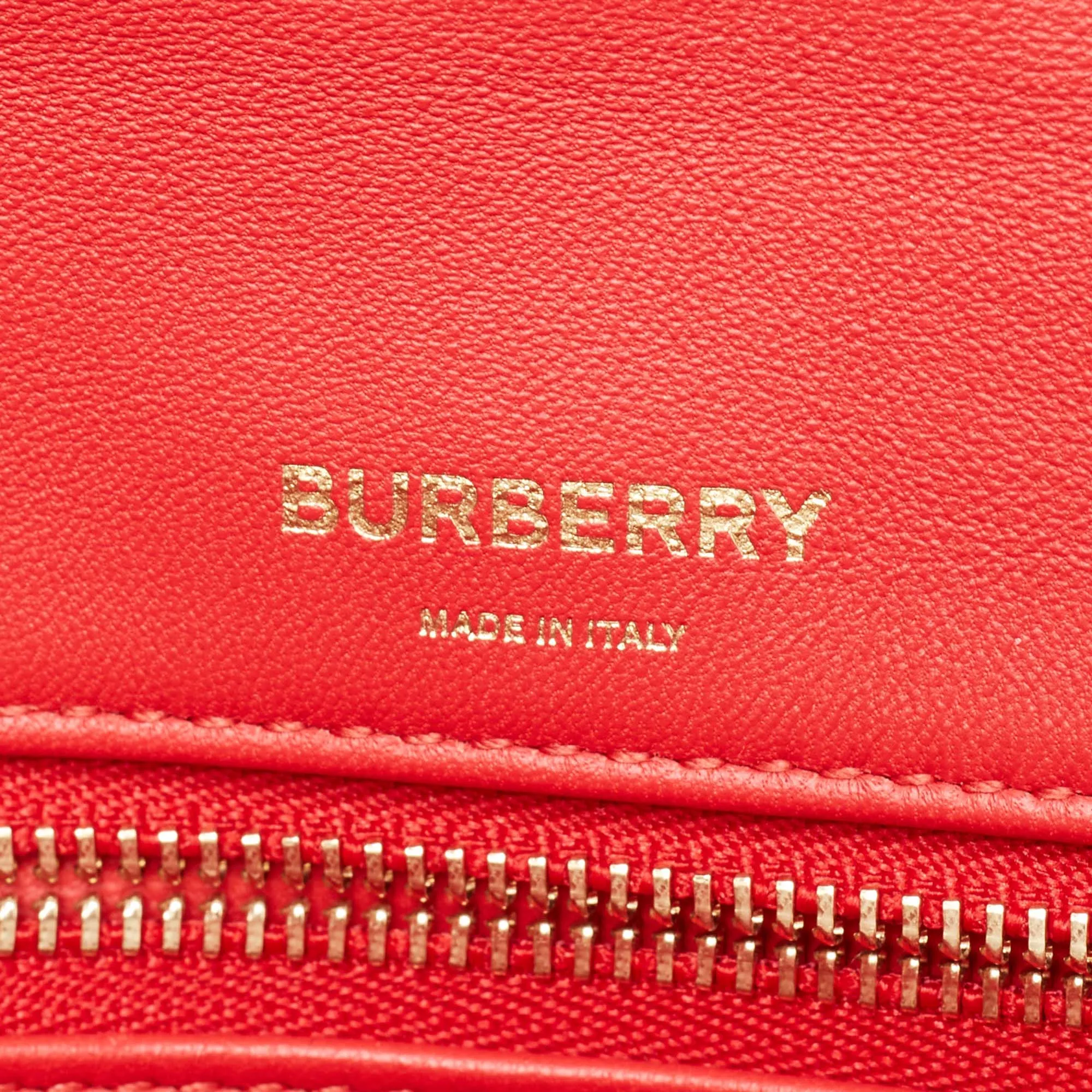 BURBERRY Maroon Leather Small Olympia Shoulder Bag