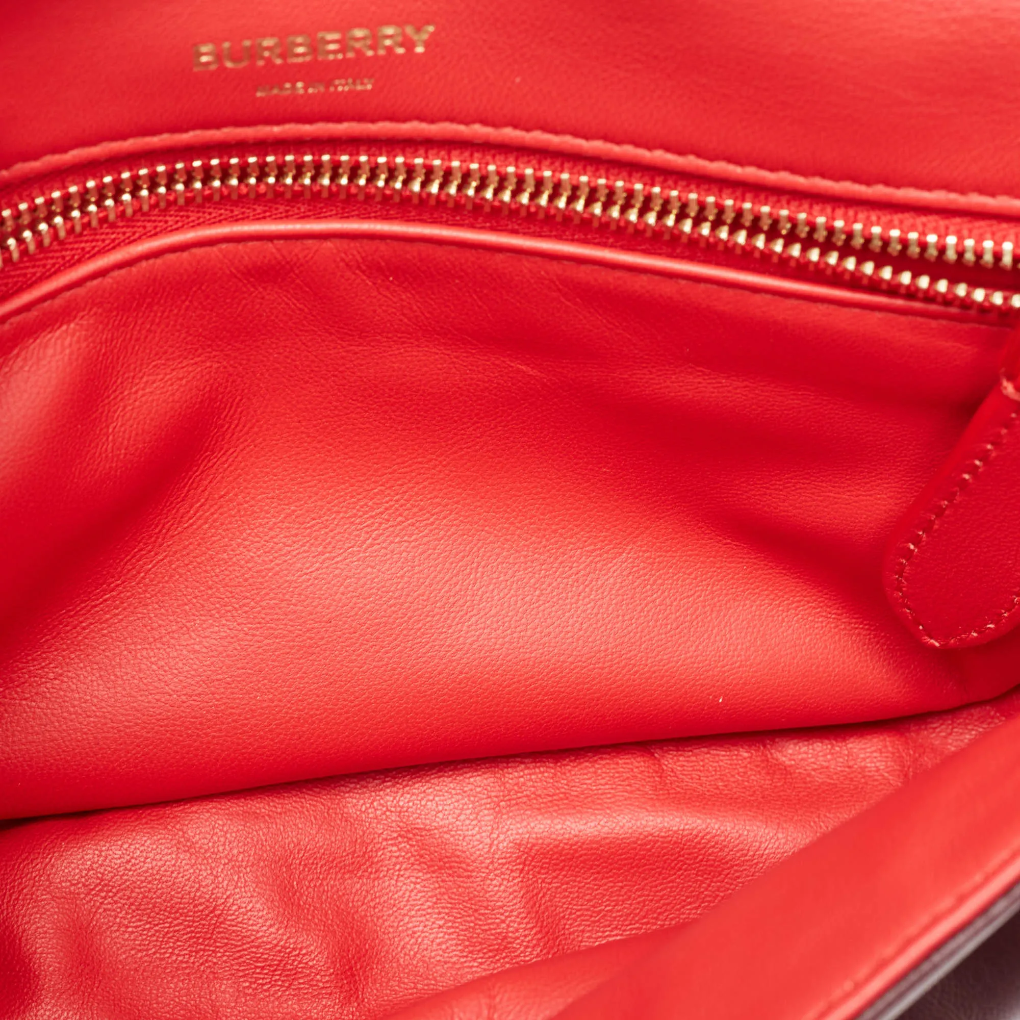 BURBERRY Maroon Leather Small Olympia Shoulder Bag