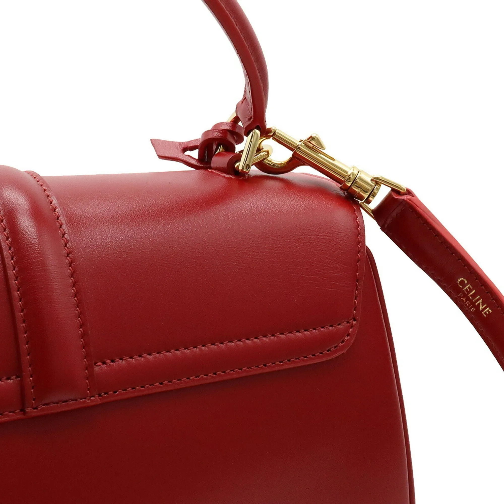 Celine 16 Saise Small Handbag Shoulder Bag Leather Red 188003