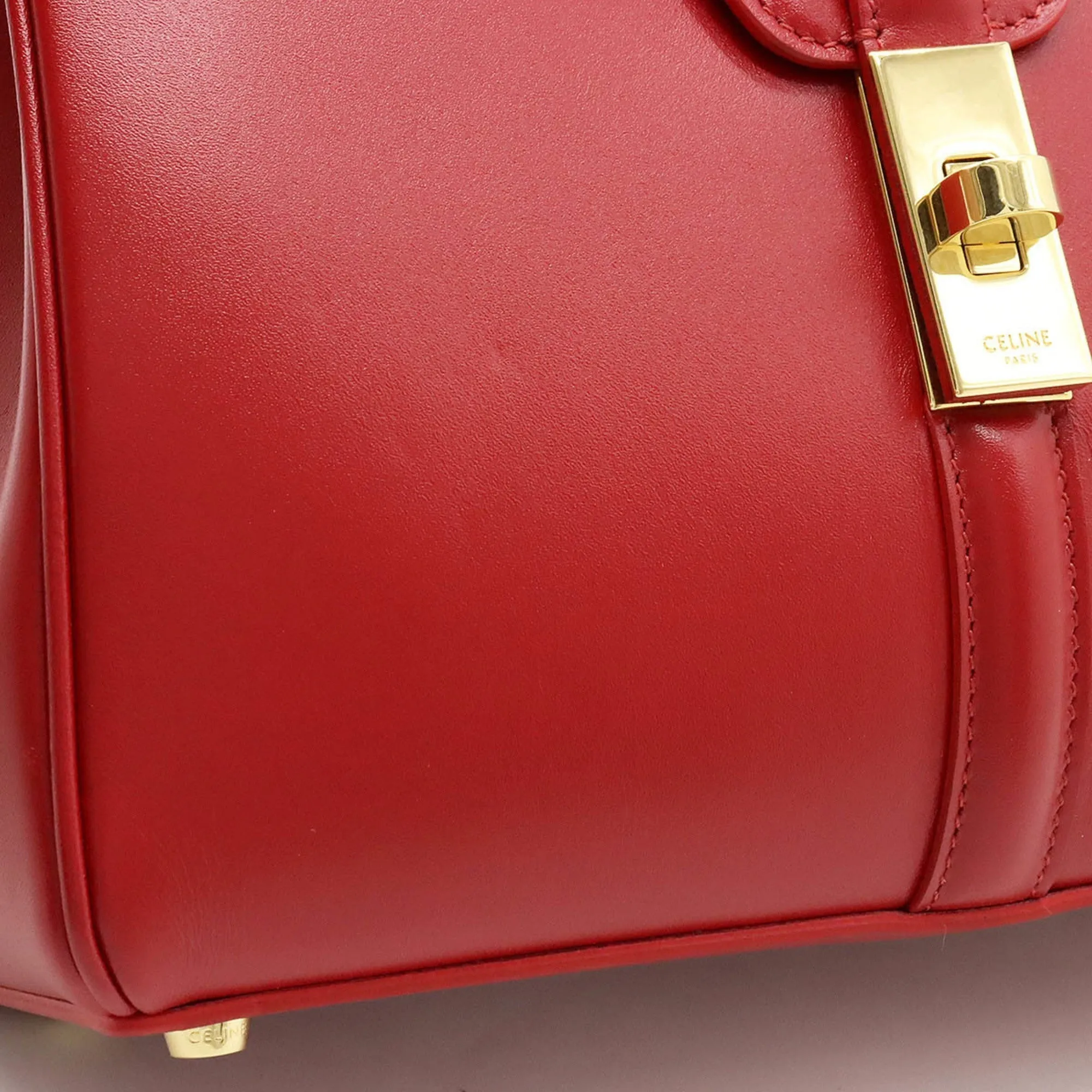 Celine 16 Saise Small Handbag Shoulder Bag Leather Red 188003