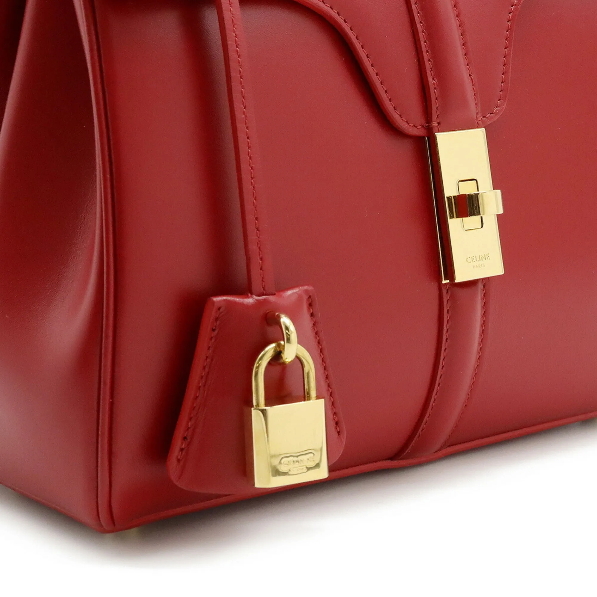 Celine 16 Saise Small Handbag Shoulder Bag Leather Red 188003