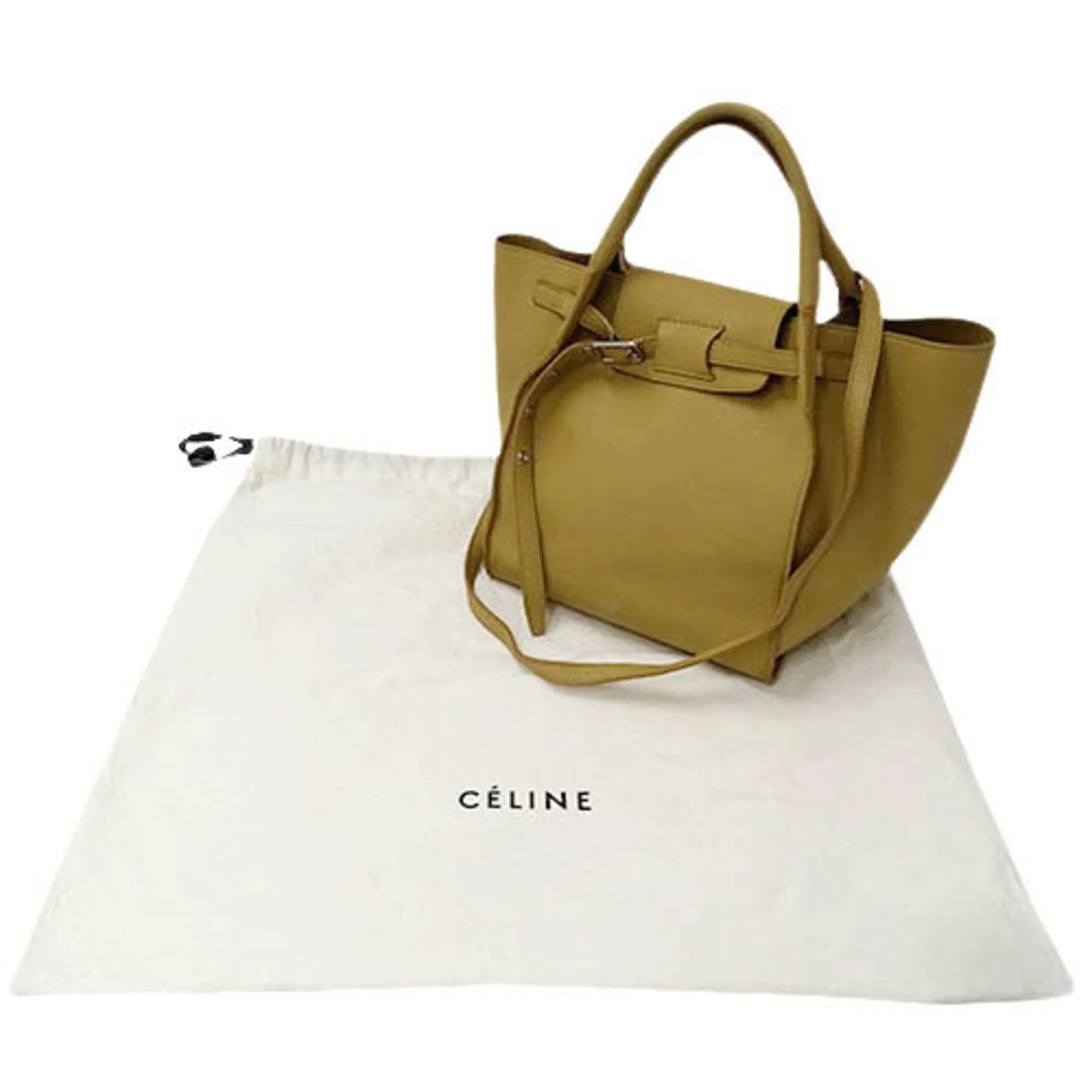 Celine Bag Ladies Handbag Shoulder 2way Belt Small Leather Beige