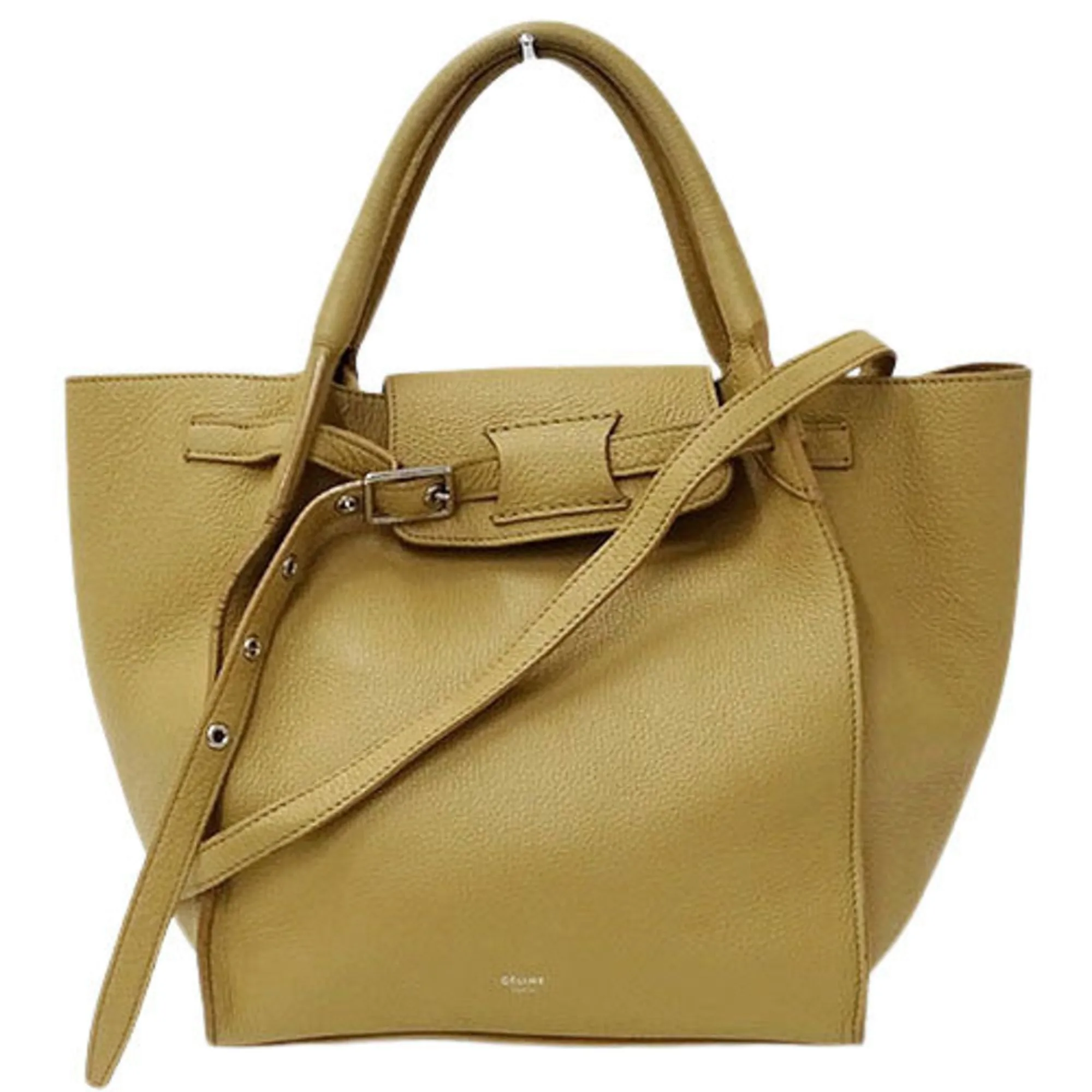 Celine Bag Ladies Handbag Shoulder 2way Belt Small Leather Beige