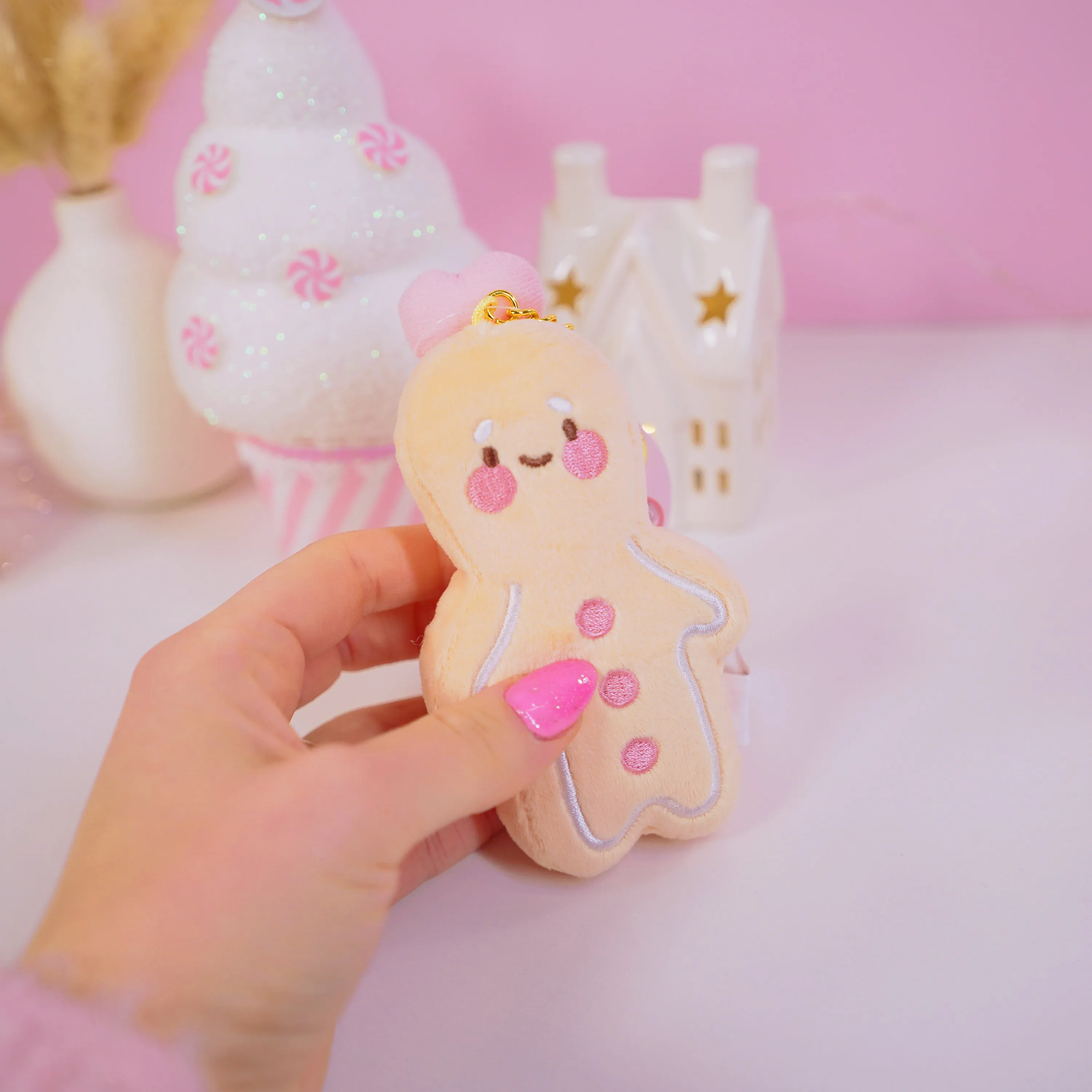 Gingie & Spice Gingerbread Kawaii Keychain Plushie Bundle | Cute Mini Soft Toy Charms | Adorable Gingerbread Accessories for Bags, Keys & Gifts