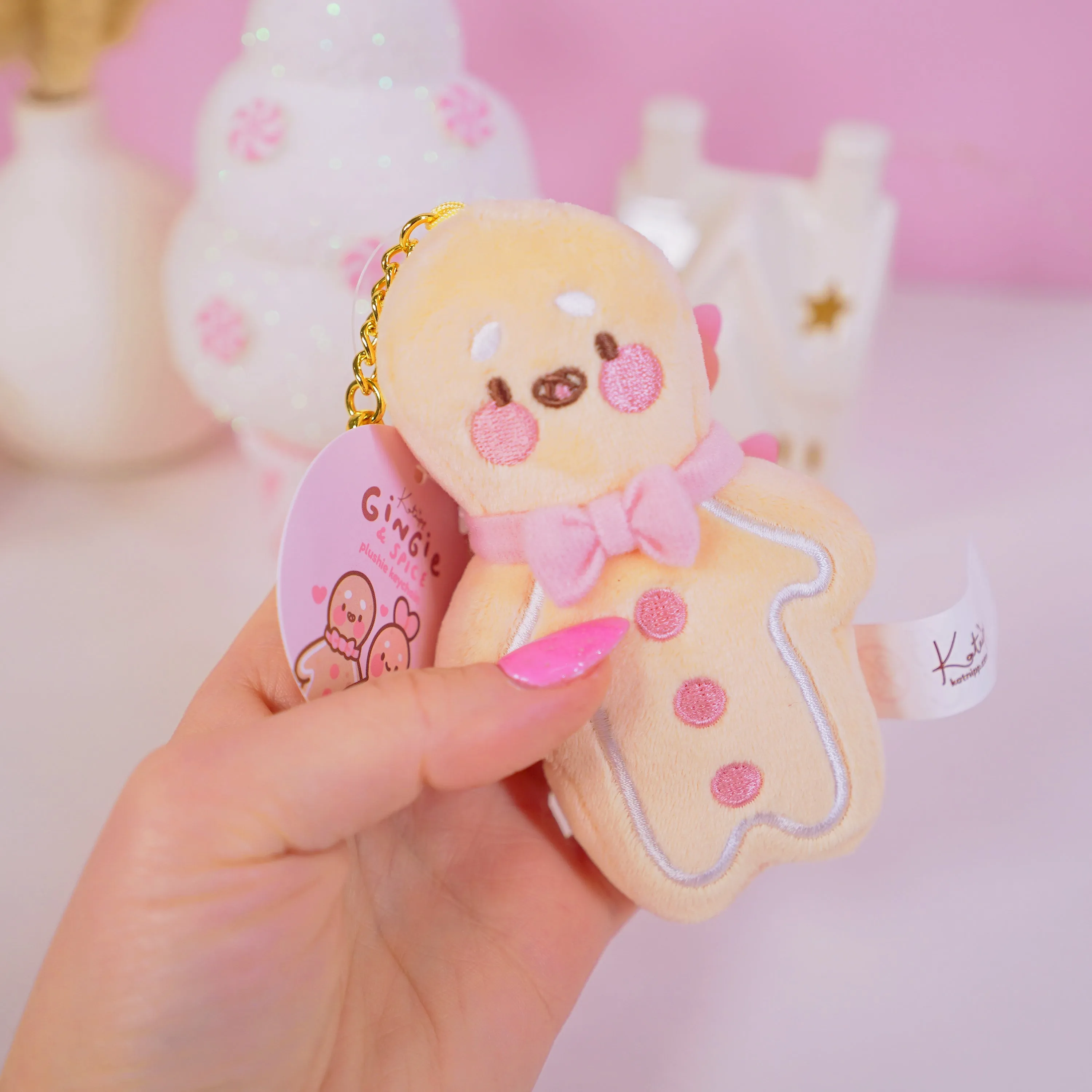 Gingie & Spice Gingerbread Kawaii Keychain Plushie Bundle | Cute Mini Soft Toy Charms | Adorable Gingerbread Accessories for Bags, Keys & Gifts