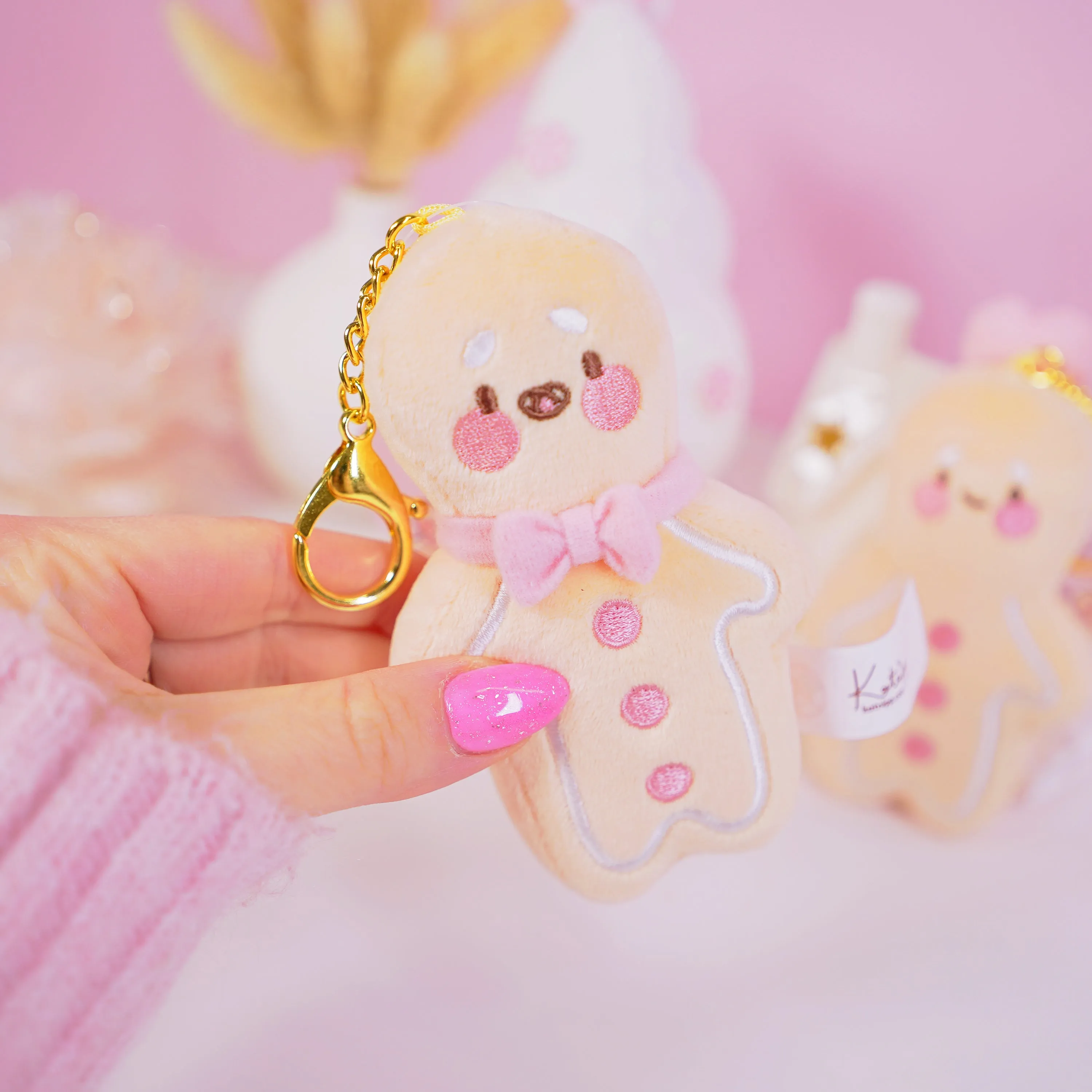 Gingie & Spice Gingerbread Kawaii Keychain Plushie Bundle | Cute Mini Soft Toy Charms | Adorable Gingerbread Accessories for Bags, Keys & Gifts