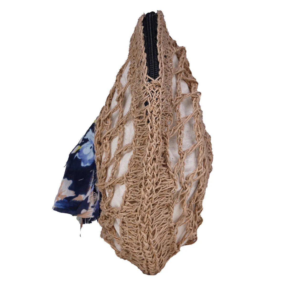 Hand-Crafted Jaali Round Pouch | Crochet | Jute Yarn | Brown