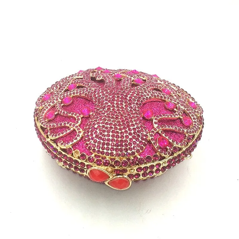 Hollow Out Diamante Octopus Crystal Clutches Purse