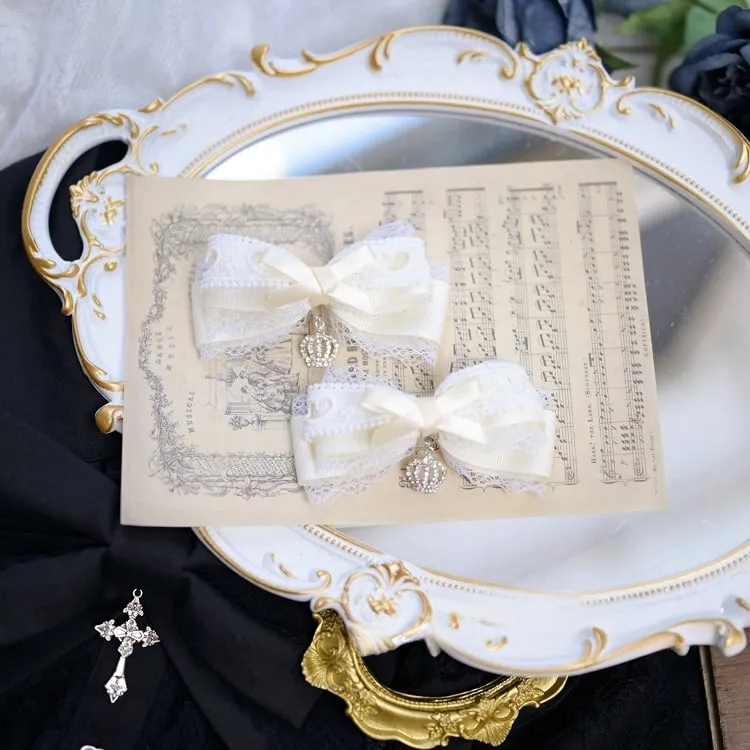 Jirai Kei Rhinestone Crown Charm Bowknot Hairclips