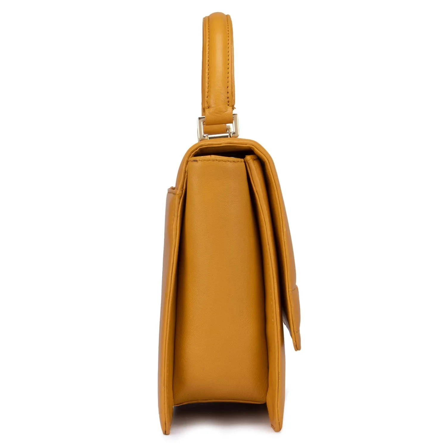 Medium Quilting Leather Satchel - Mustard