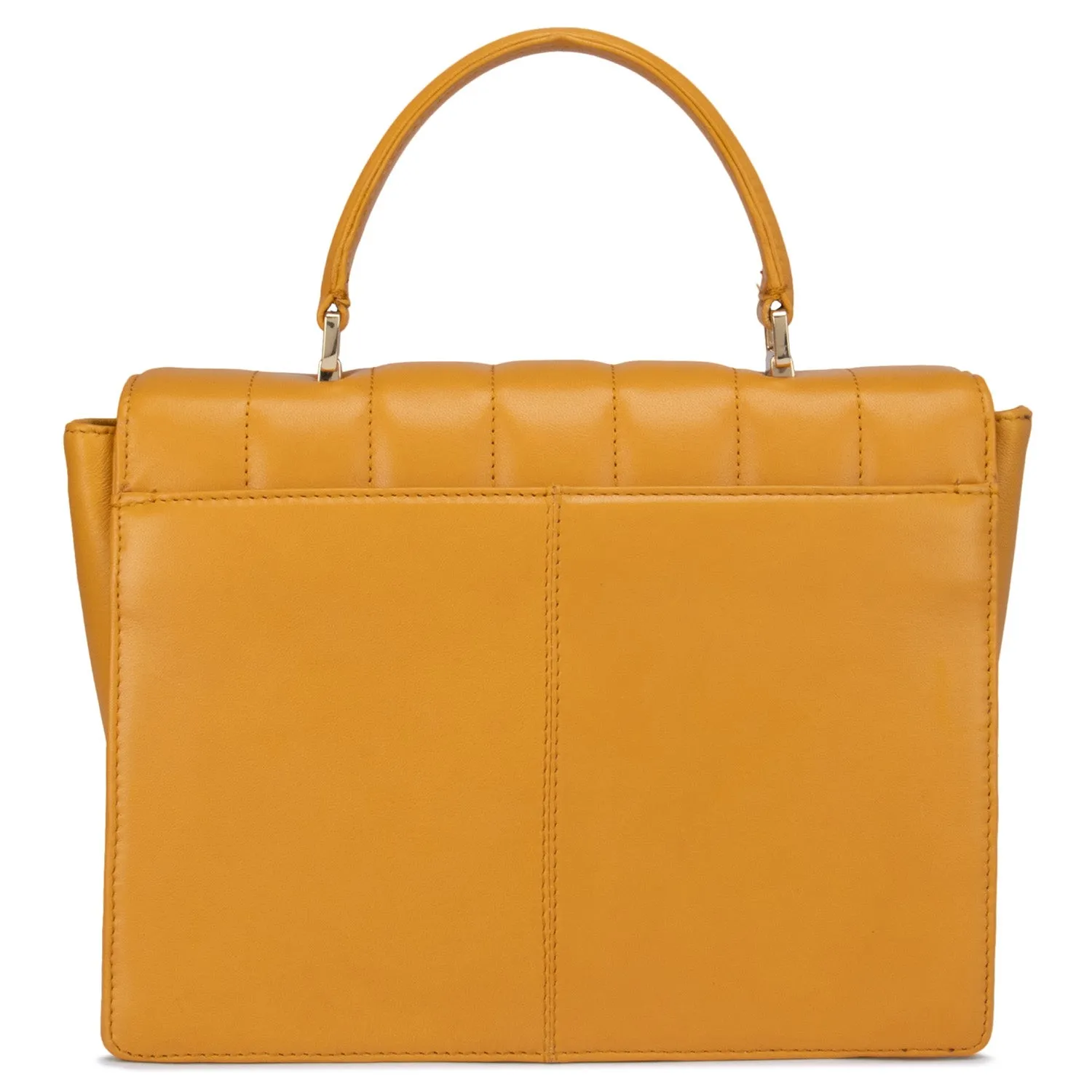 Medium Quilting Leather Satchel - Mustard
