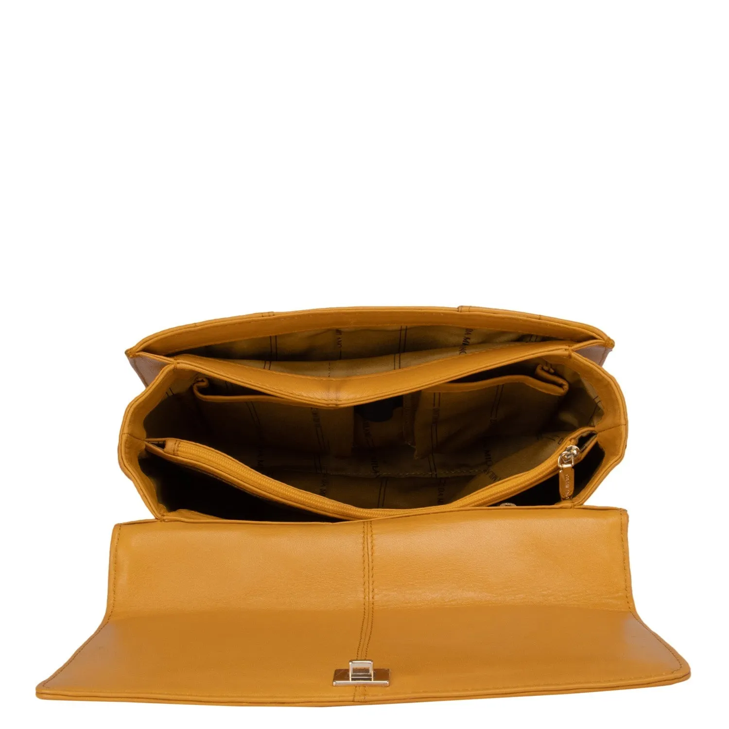 Medium Quilting Leather Satchel - Mustard