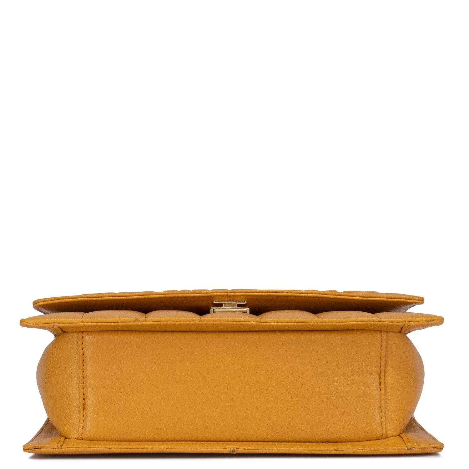 Medium Quilting Leather Satchel - Mustard