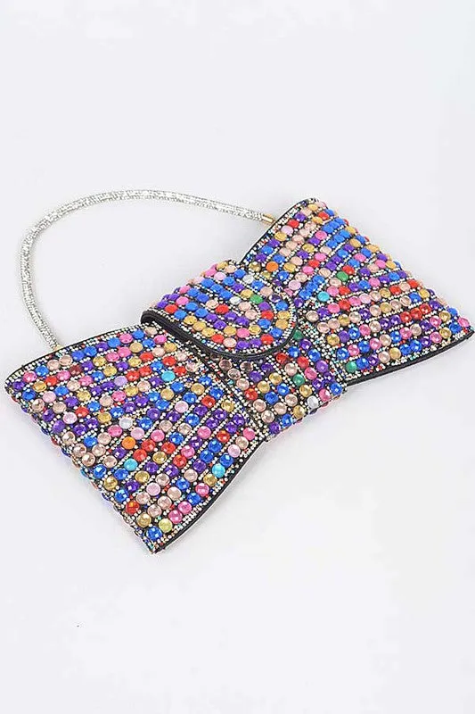Multi-Color Rhinestone Ribbon Party Handle Bag