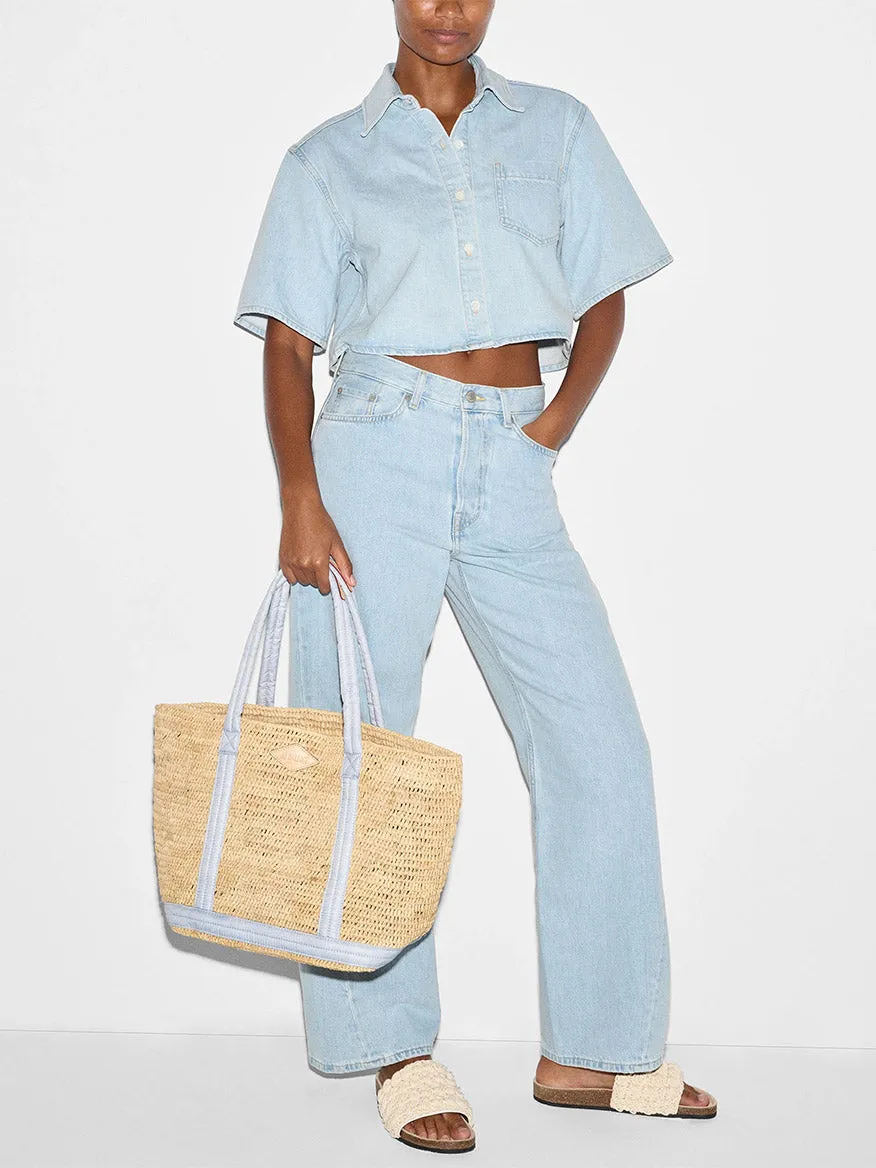 MZ Wallace Medium Raffia Tote in Chambray/Raffia