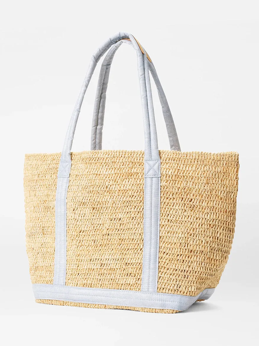 MZ Wallace Medium Raffia Tote in Chambray/Raffia