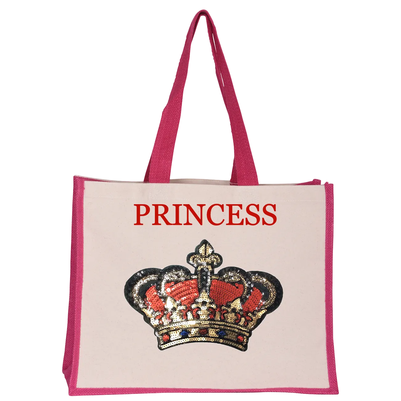 Red Sequin Crown Midi Tote Bag