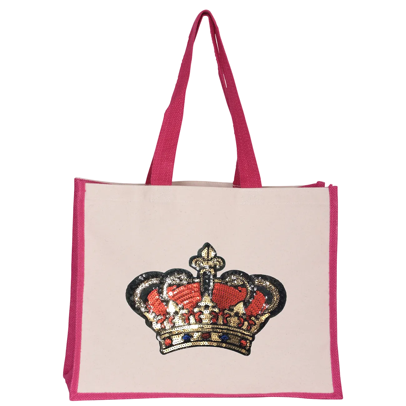 Red Sequin Crown Midi Tote Bag
