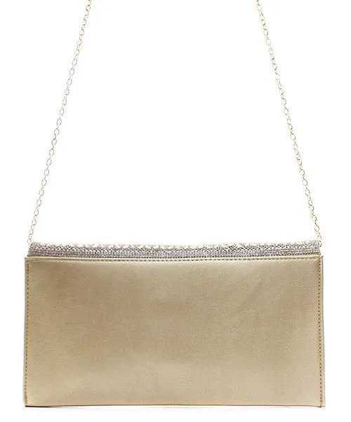 Rhinestone Flap Envelope Clutch