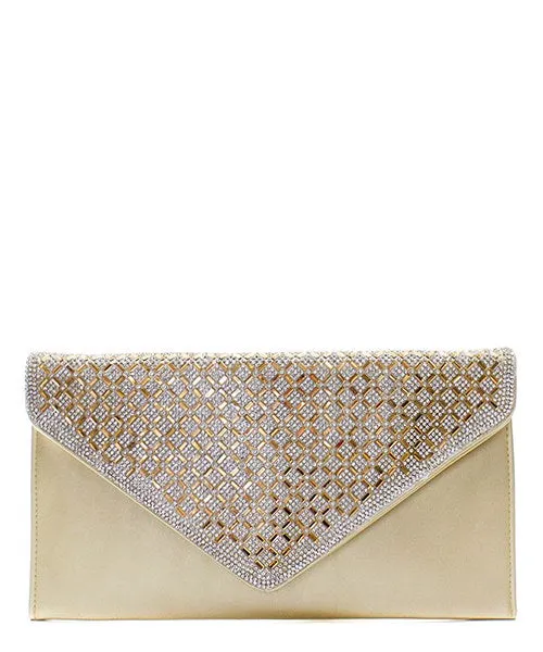 Rhinestone Flap Envelope Clutch
