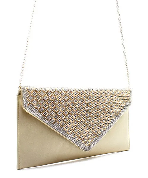 Rhinestone Flap Envelope Clutch