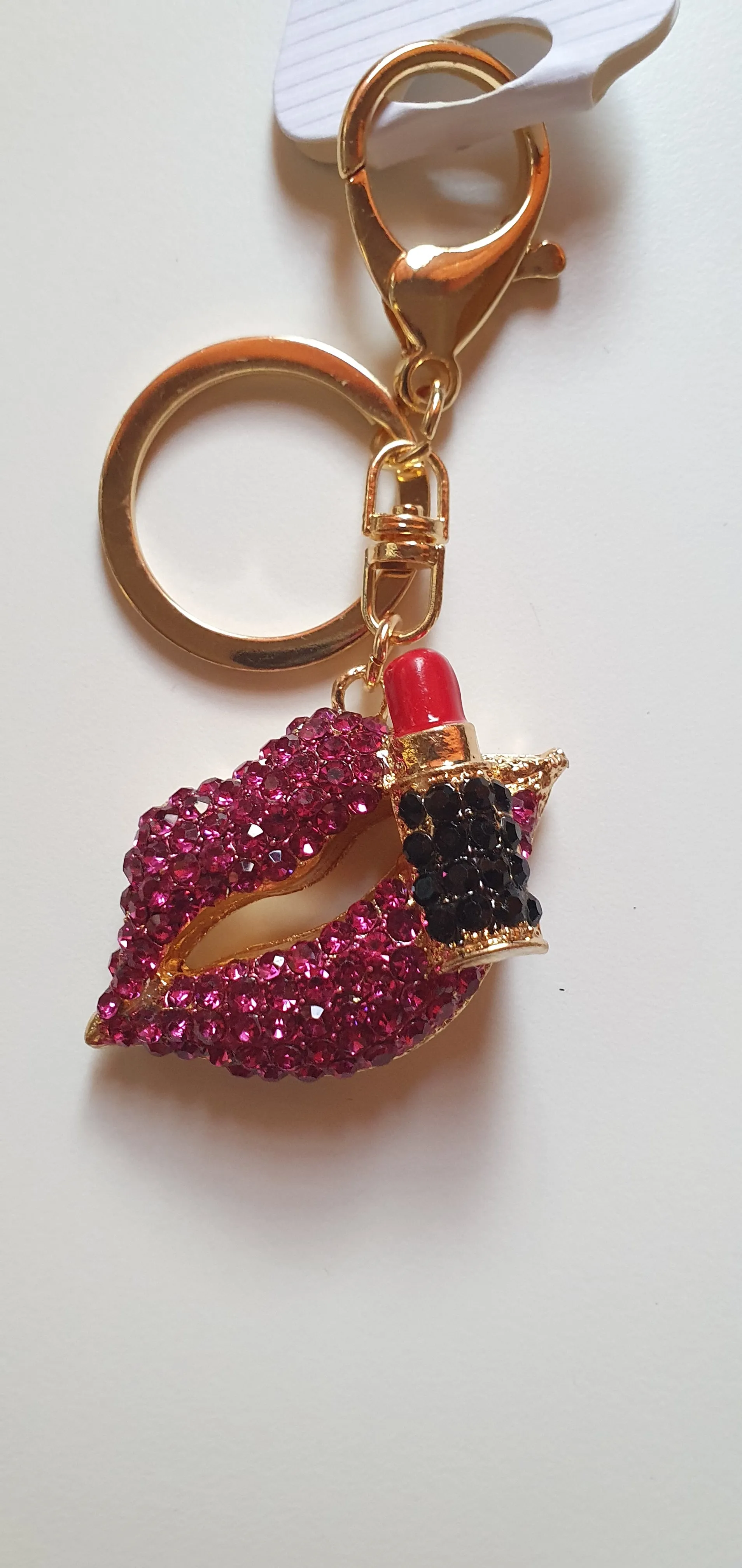 Rhinestone Lips & Lipstick Bag Charm & Keychain