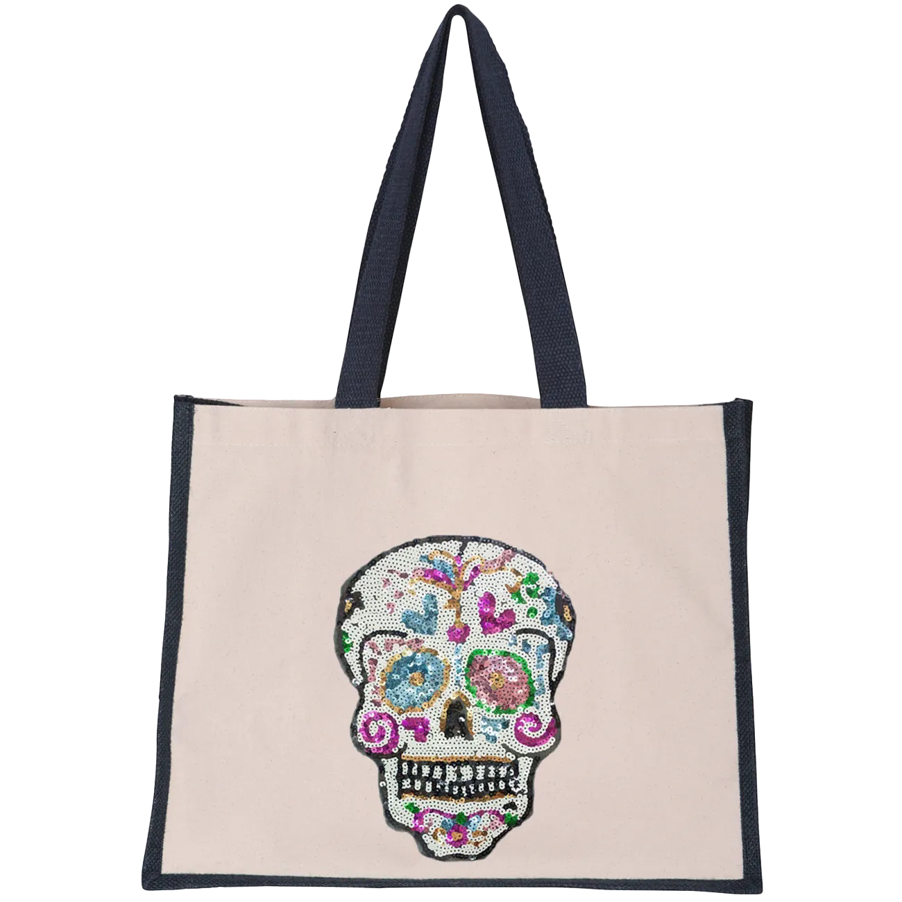 Sequin Candy Skull Midi Tote Bag