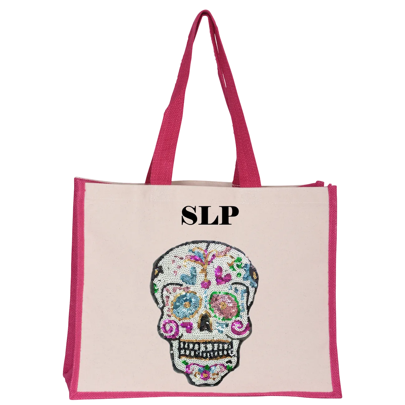 Sequin Candy Skull Midi Tote Bag
