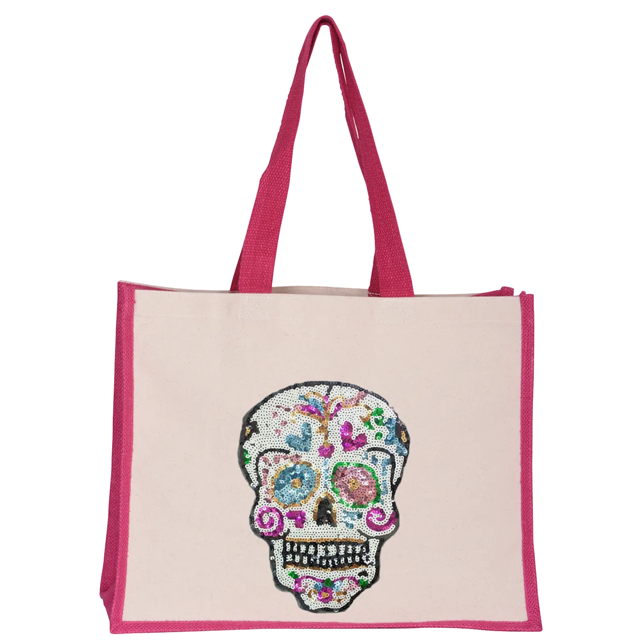 Sequin Candy Skull Midi Tote Bag