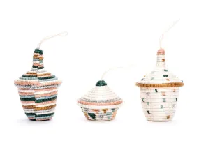 Set of Three Raffia Christmas Ornaments