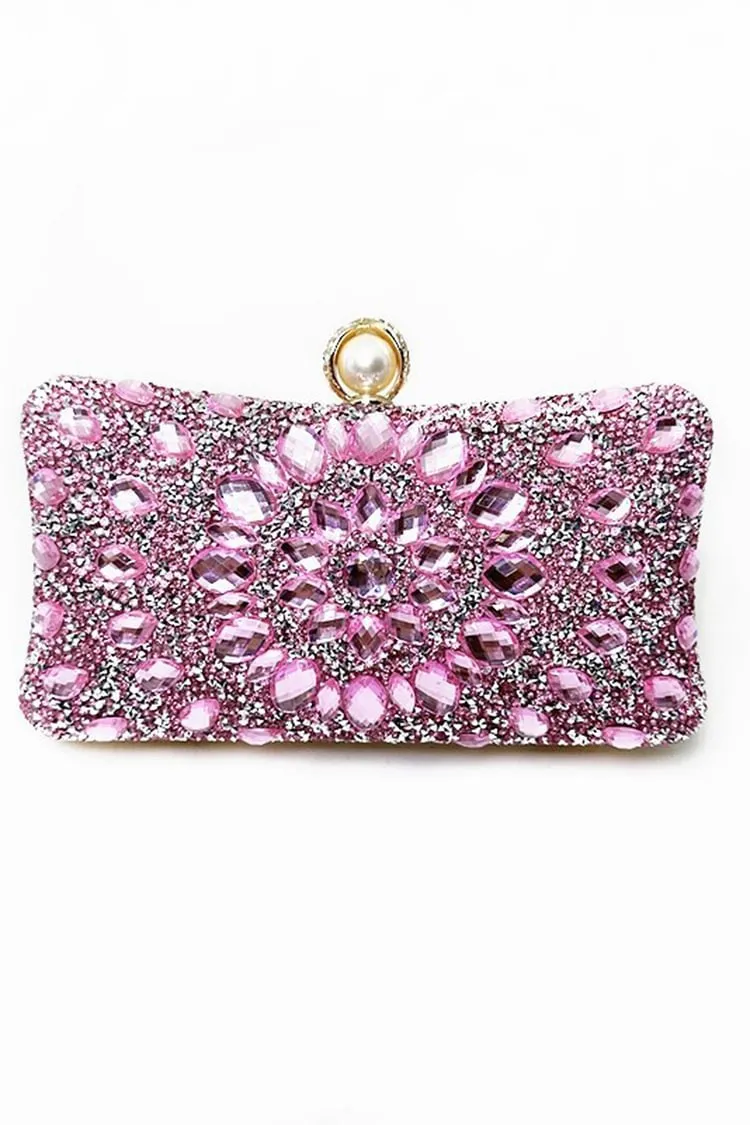 Sparkly Colourful Rhinestone Square Clutches Dinner Handbags