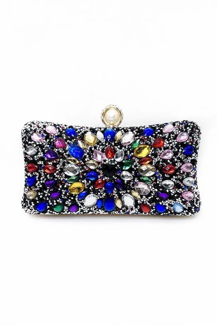 Sparkly Colourful Rhinestone Square Clutches Dinner Handbags